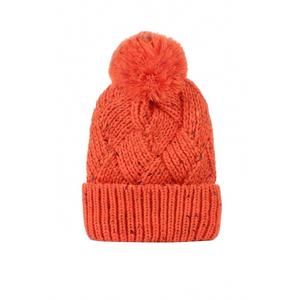 NEW 42POPS women's speckled pom pom beanie in orange